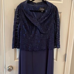 Alex Evenings Navy Blue Lace Wedding Dress